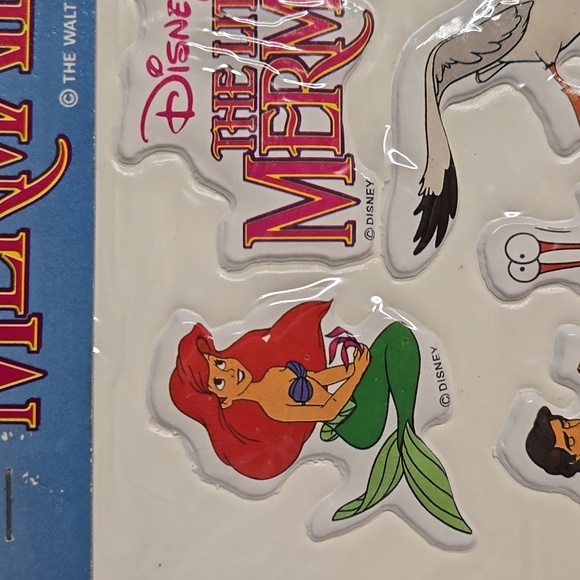 New In Plastic Disney's Little Mermaid Puff Stickers 1991 New Old Stock Unused - Picture 11 of 15